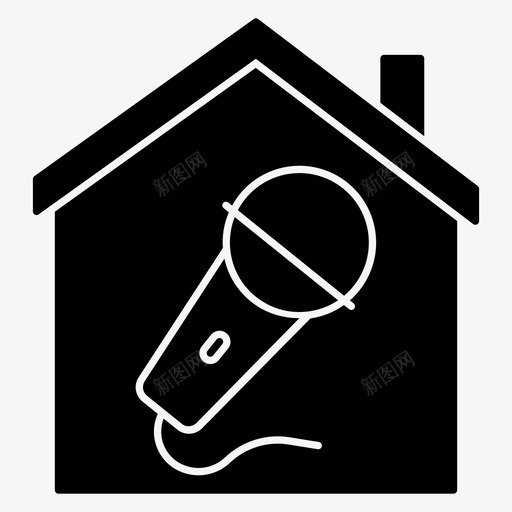 聚会房子卡拉OKsvg_新图网 https://ixintu.com 呆在家 呆在 家里 聚会 房子 卡拉 唱歌 演讲者 像素 线条 符号