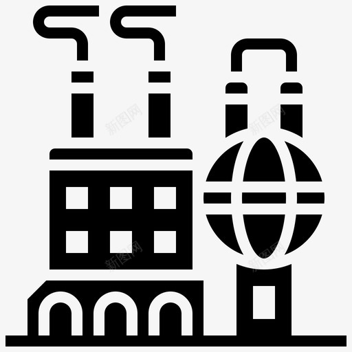 工厂建筑商业svg_新图网 https://ixintu.com 工业 工厂 建筑 建筑商 商业 烟囱 过程 图示