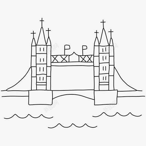 塔桥城堡英国svg_新图网 https://ixintu.com 桥塔 城堡 英国 伦敦 素描 世界 地标 柯纳 细线