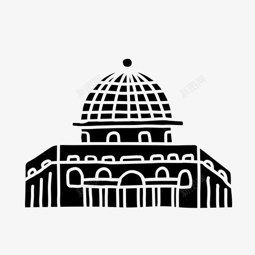 阿克萨清真寺建筑中东svg_新图网 https://ixintu.com 阿克 清真寺 建筑 中东 素描 世界 地标