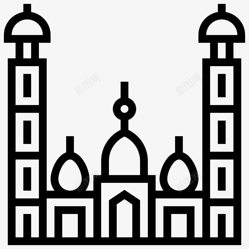 贾马清真寺印度伊斯兰教svg_新图网 https://ixintu.com 清真寺 贾马 印度 伊斯兰教 标线