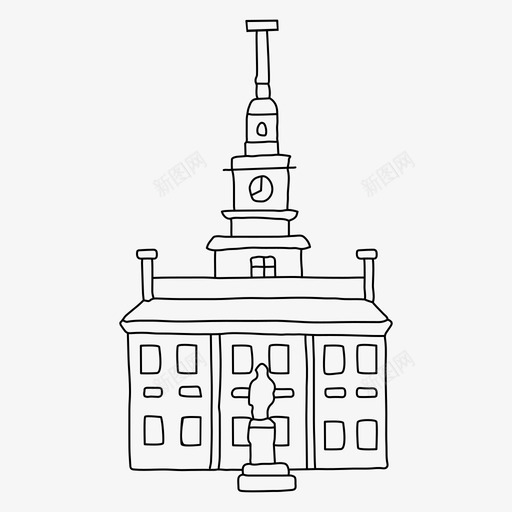 独立大厅建筑费城svg_新图网 https://ixintu.com 独立 大厅 建筑 费城 素描 世界 地标 柯纳 细线