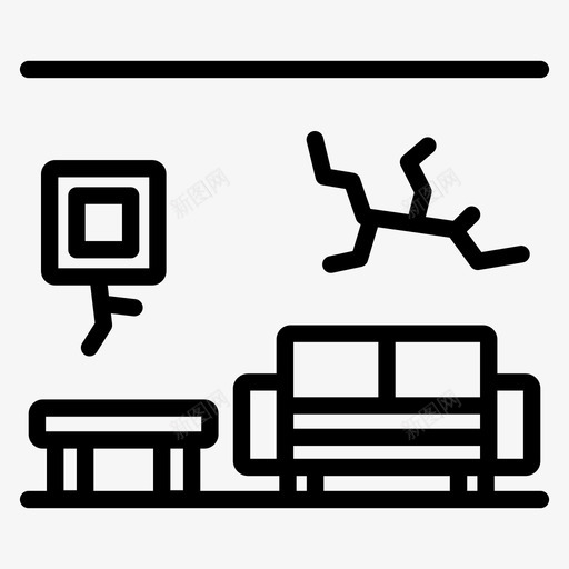 旧房间破裂的墙壁家svg_新图网 https://ixintu.com 旧房 房间 修理 破裂 墙壁家 室内 沙发 建造