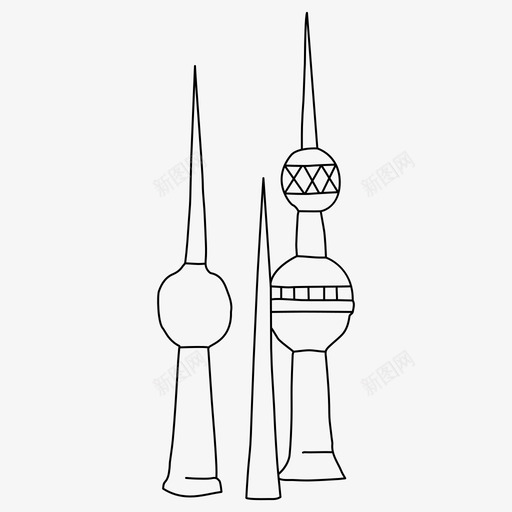科威特塔建筑手绘svg_新图网 https://ixintu.com 科威特塔 建筑 手绘 素描 空间 世界 地标 柯纳 细线