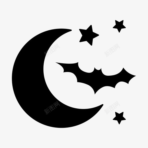 万圣节之夜月亮可怕的svg_新图网 https://ixintu.com 万圣节 之夜 可怕 星星 月亮 怪物