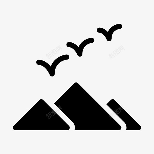 山鸟自然svg_新图网 https://ixintu.com 自然 鸟山 岩石 线条