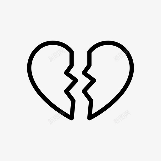 破碎情感心svg_新图网 https://ixintu.com 破碎 情感 心爱 悲伤 情人节 婚礼 线条 符号