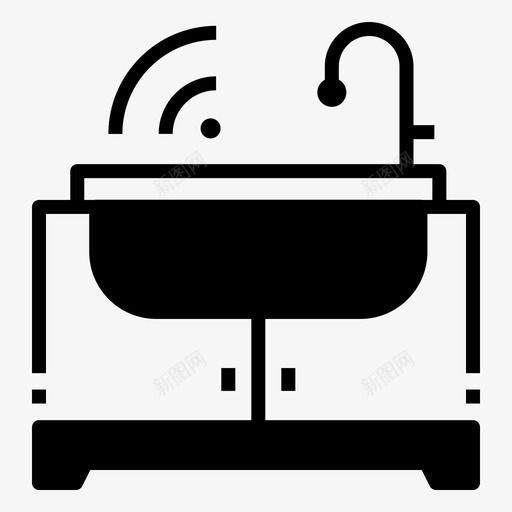 洗脸盆浴室水龙头svg_新图网 https://ixintu.com 洗脸盆 浴室 水龙头 水槽 智能 智能家居 黑色 填充