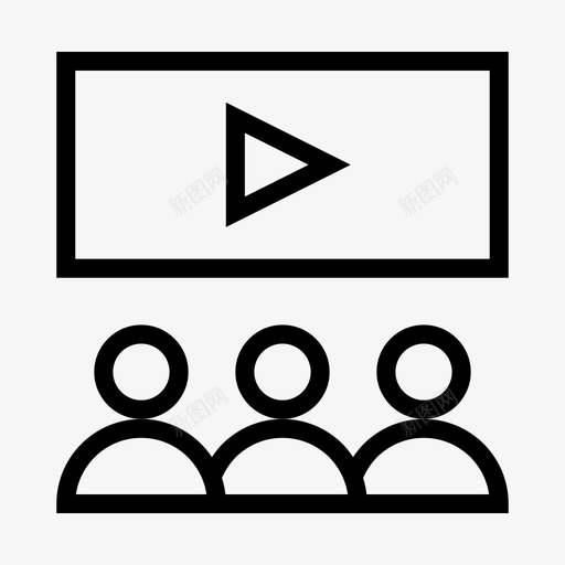 视频观众电影院svg_新图网 https://ixintu.com 视频 观众 电影院 电影 观看 互联网 像素 完美 线条 轮廓