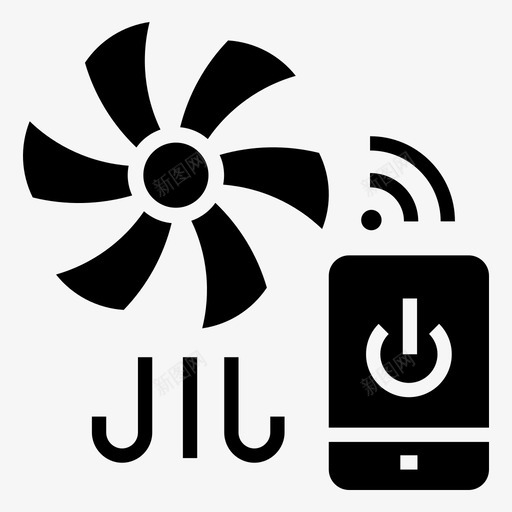 风扇冷却器在线svg_新图网 https://ixintu.com 遥控 风扇 冷却器 在线 技术 智能家居 黑色 填充