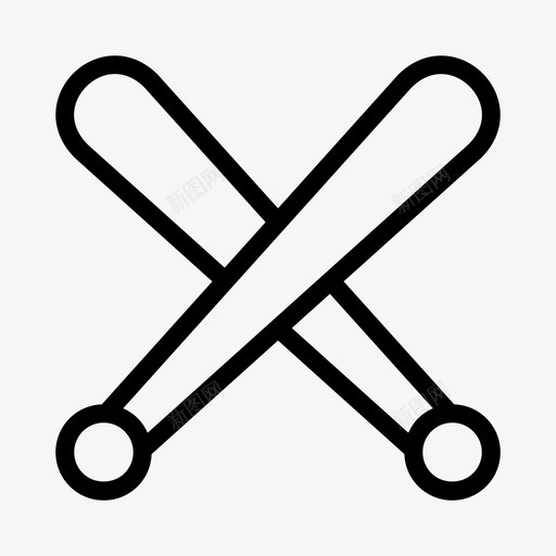 球棒棒球游戏svg_新图网 https://ixintu.com 游戏 运动 球棒 棒球 线条 符号