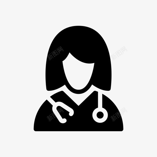 医生检查专家svg_新图网 https://ixintu.com 医生 专家 检查 听诊器 女士 线条 符号