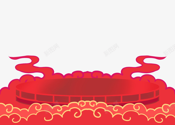 国潮红色喜庆展示台png免抠素材_新图网 https://ixintu.com 国潮 红色 喜庆 展示台