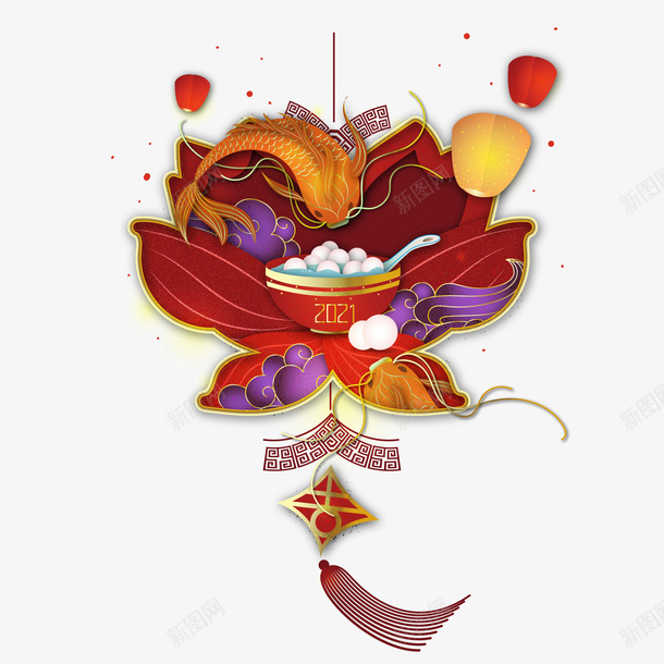 中国传统花灯png免抠素材_新图网 https://ixintu.com 中国风 灯笼 元宵 花灯