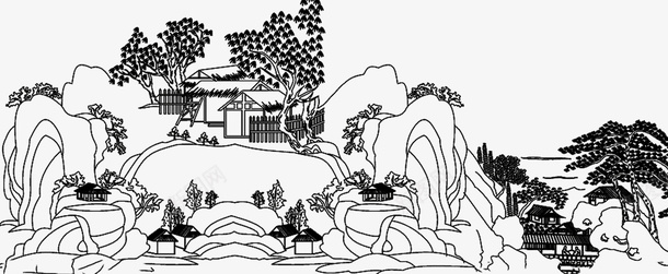 山水人家矢量图psd免抠素材_新图网 https://ixintu.com 山 水 人 家 矢量