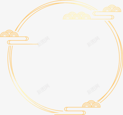 古风云圆框线条png免抠素材_新图网 https://ixintu.com 云 古风 国潮云 图形框 圆框 圆的边框 线条