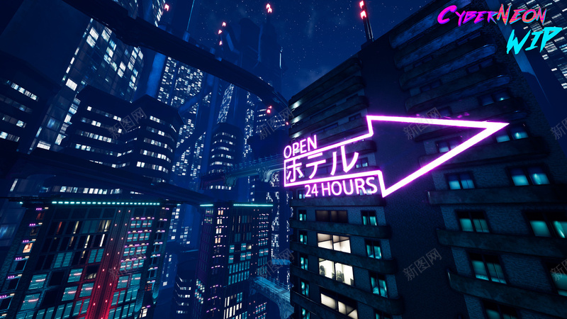 赛博朋克夜之城jpg设计背景_新图网 https://ixintu.com 科技 赛博朋克 城市 海报