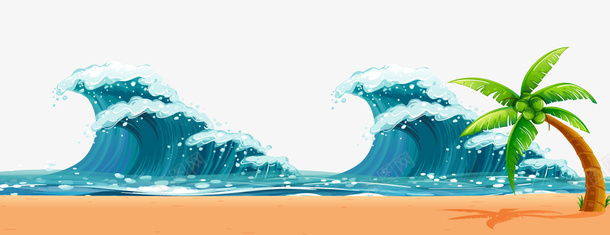浪海浪椰子树沙滩png免抠素材_新图网 https://ixintu.com 浪 海浪 椰子树 沙滩