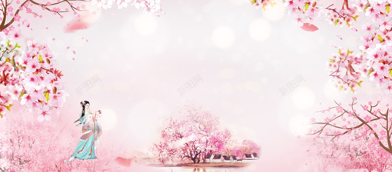 阳春三月樱花盛开背景psd设计背景_新图网 https://ixintu.com 阳春 三月 樱花 盛开背景