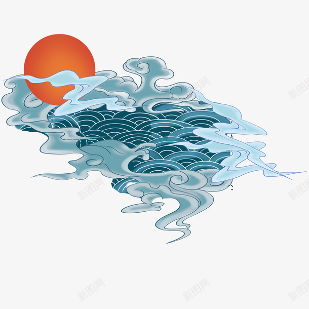 中国国风红日祥云图案png免抠素材_新图网 https://ixintu.com 中国国风 红日 祥云图案 装饰素材