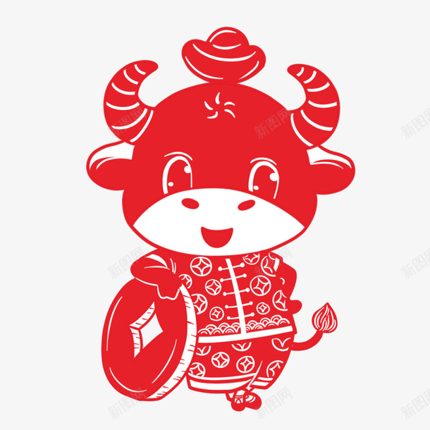 新年剪纸png免抠素材_新图网 https://ixintu.com 牛年 剪纸 窗花 春节