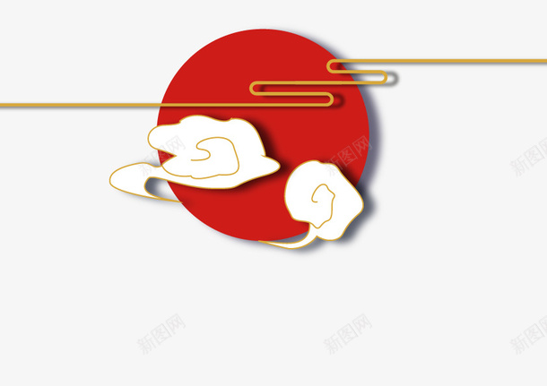国潮之红太阳png免抠素材_新图网 https://ixintu.com 天空 太阳 国潮 插画 国画 中国色 卡通