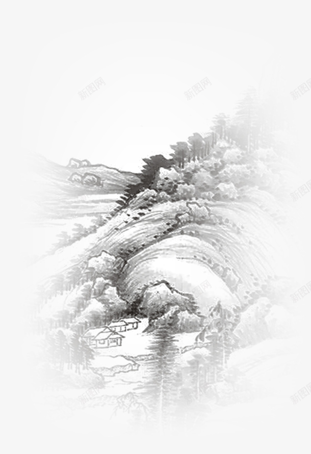 中国风的山水图png免抠素材_新图网 https://ixintu.com 中国风 山水图 水墨山 山峦