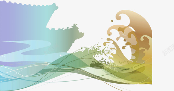 古韵古建与流水的抽象结合png免抠素材_新图网 https://ixintu.com 古建 水流 抽象 平面