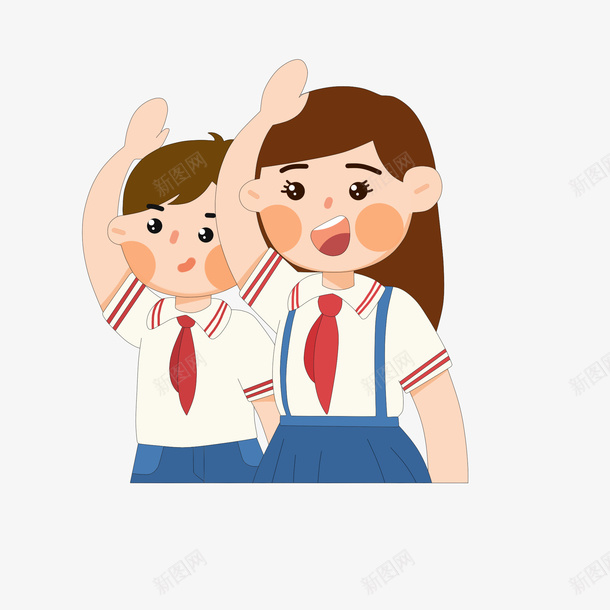 两个少先队员敬礼png_新图网 https://ixintu.com 少先队员 学生 小学生 敬礼
