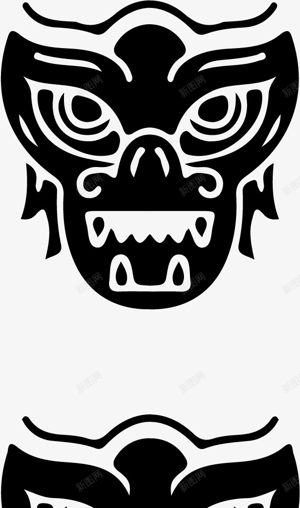 黑色鬼头面具png免抠素材_新图网 https://ixintu.com 面具 线稿 黑色 吓人