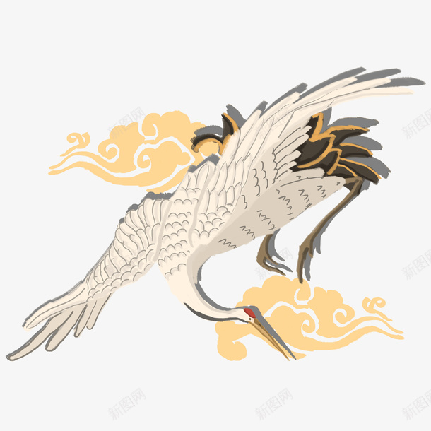 国潮系列中国风手绘国潮一品png免抠素材_新图网 https://ixintu.com 国潮 系列 中国 风手绘 一品仙鹤祥云