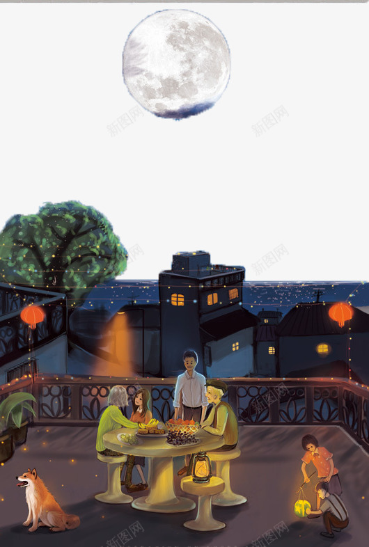 中秋画png免抠素材_新图网 https://ixintu.com 中秋