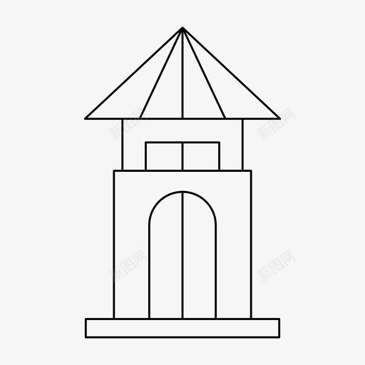 堡楼门svg_新图网 https://ixintu.com 楼门塔 塔楼 细线