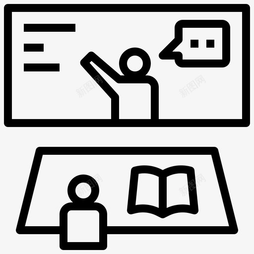 在线学习课堂课程svg_新图网 https://ixintu.com 在线学习 课堂 课程 演示 隔离 新常态 常态 接触