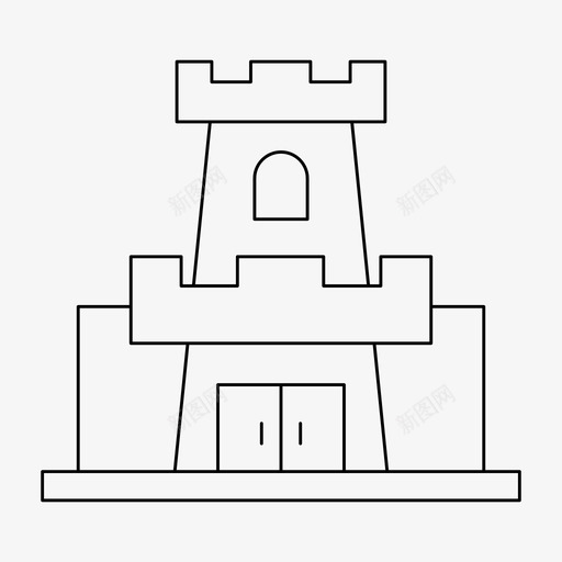 大门城堡堡垒svg_新图网 https://ixintu.com 大门 城堡 堡垒 中世纪 宫殿 建筑 细线