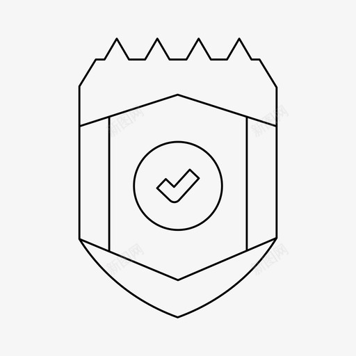 护盾徽章检查svg_新图网 https://ixintu.com 护盾 徽章 检查 防御 安全 细线