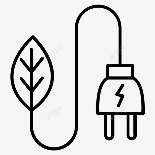 绿色电力充电绿色能源svg_新图网 https://ixintu.com 绿色 电力 能源 充电 插头 生态