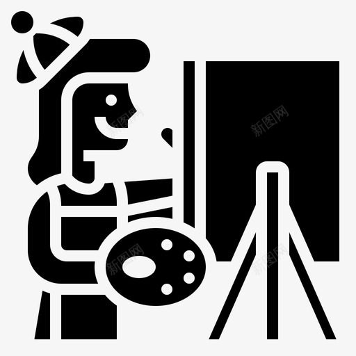 绘画艺术家素描svg_新图网 https://ixintu.com 绘画 艺术家 素描 画架 调色板 爱好 雕文