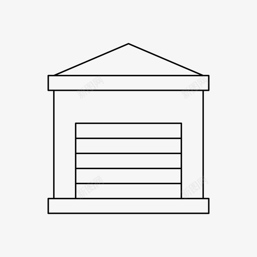 车库仓库储藏室svg_新图网 https://ixintu.com 仓库 车库 储藏室 建筑 细线