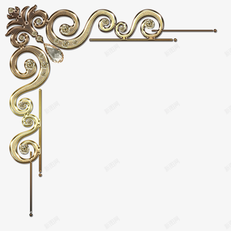 Decorative corner with citrine in gold by Lyotta on deviantART其他png免抠素材_新图网 https://ixintu.com 其他