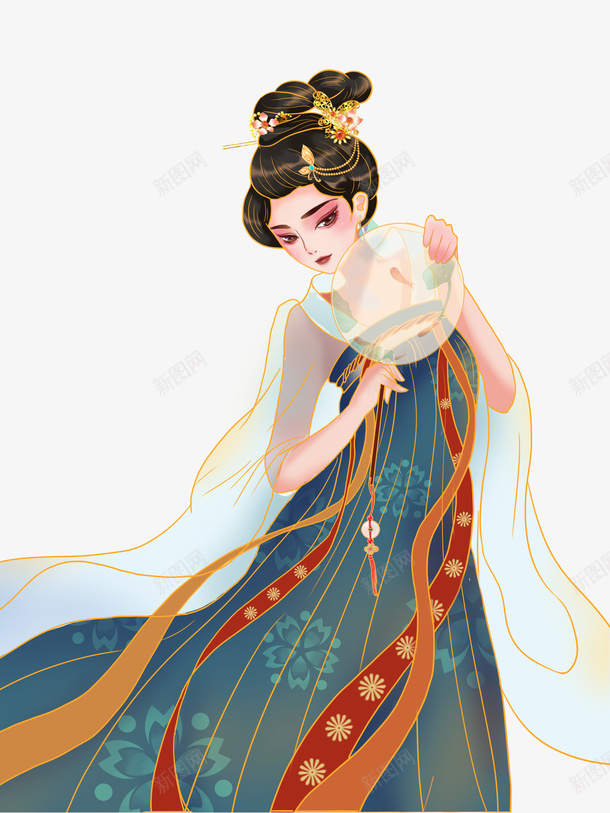 古风手绘唐代仕女png免抠素材_新图网 https://ixintu.com 手绘 中国风 唐代 仕女图 古风