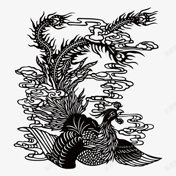 凤凰元素png免抠素材_新图网 https://ixintu.com 吉祥 凤凰 国潮 黑白