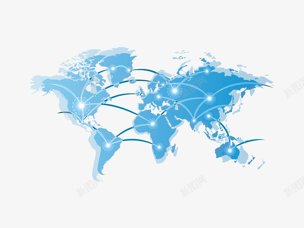 蓝色透明地球路线png_新图网 https://ixintu.com 地图 地球 路线 标点