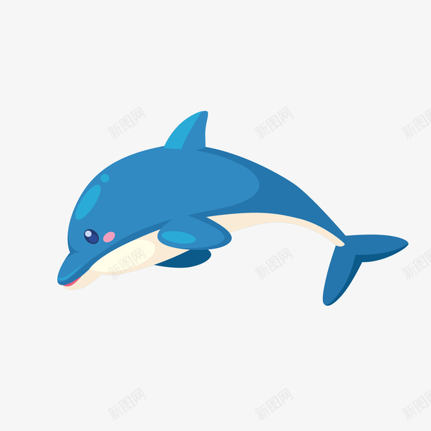 可爱的蓝色海豚插画png免抠素材_新图网 https://ixintu.com 可爱的 插画 海豚 海豚logo 蓝色