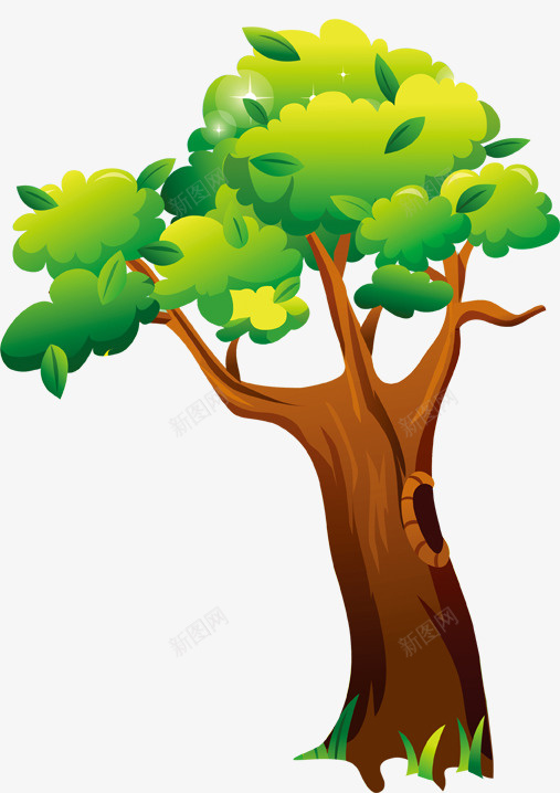 卡通绿植阳光大树png免抠素材_新图网 https://ixintu.com 卡通 绿植 大树 阳光