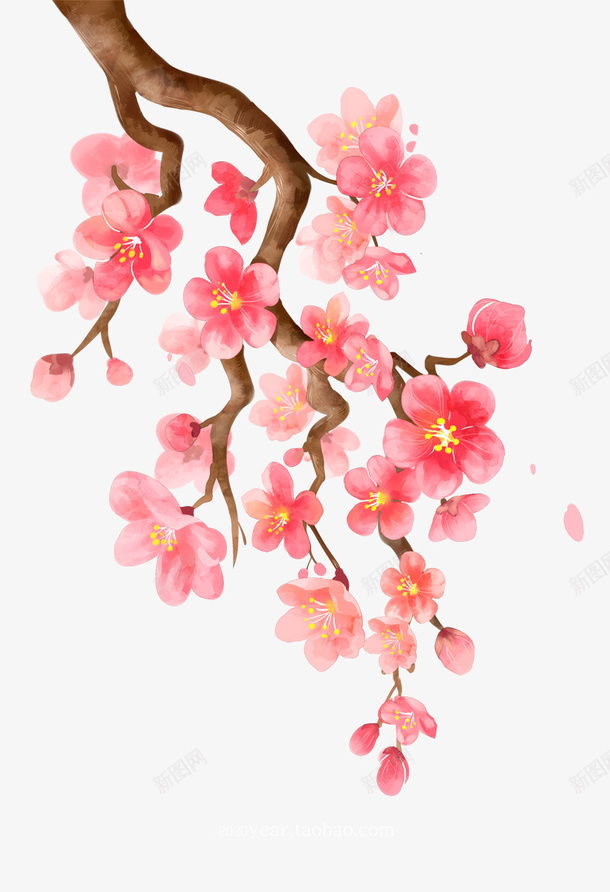 粉色桃花素材png免抠素材_新图网 https://ixintu.com 春天 手绘 粉色 桃花