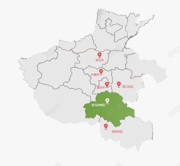 驻马店部分地图png免抠素材_新图网 https://ixintu.com 驻马店 信阳 漯河 许昌