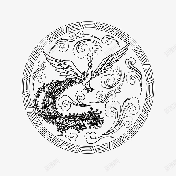 四神纹样之朱雀png免抠素材_新图网 https://ixintu.com 传统纹样 四圣兽 四方神兽 四神纹样 瓦当