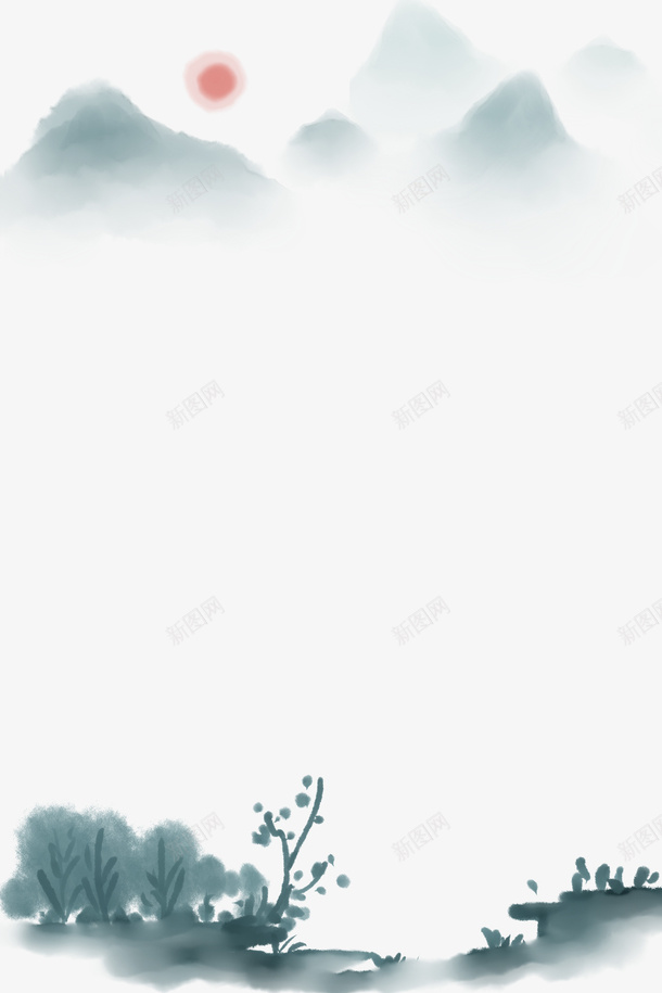 清明节底图元素png免抠素材_新图网 https://ixintu.com 清明节 底图 水墨 风景