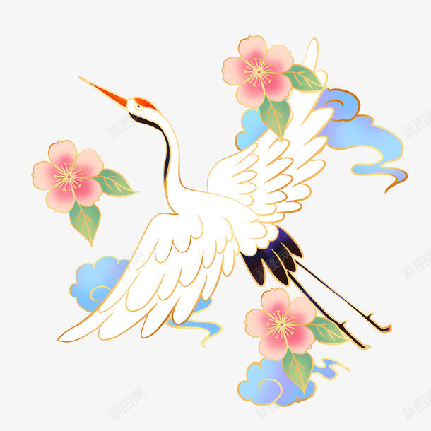 国潮仙鹤祥云2psd免抠素材_新图网 https://ixintu.com 国潮 仙鹤 祥云 元素